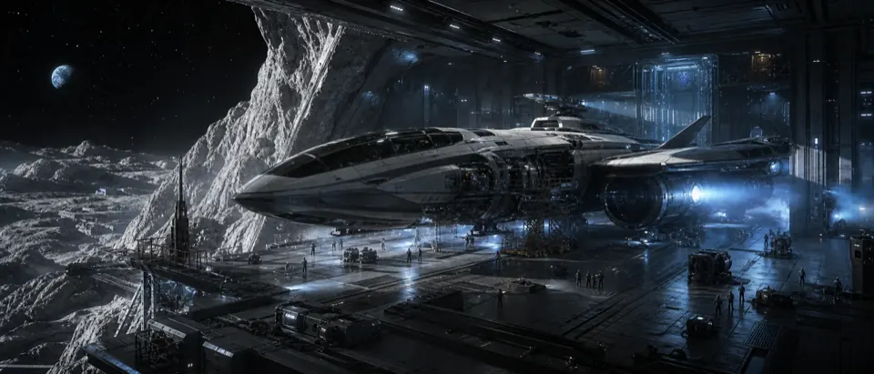 Lunar hangar panorama