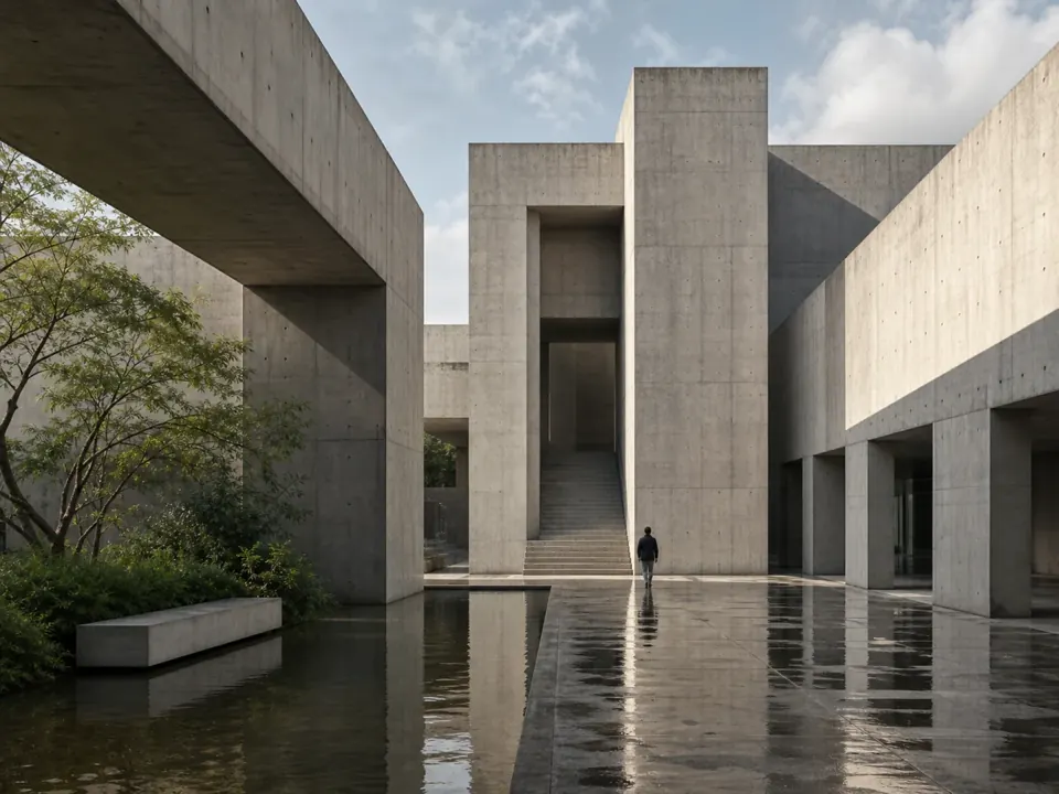 Concrete courtyard museum